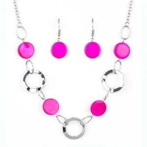Paparazzi Necklace and Earrings Set ~ Bermuda Bliss - Pink